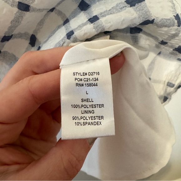 Lena blue gingham collared twee grand millennial style mini dress L - Picture 8 of 9